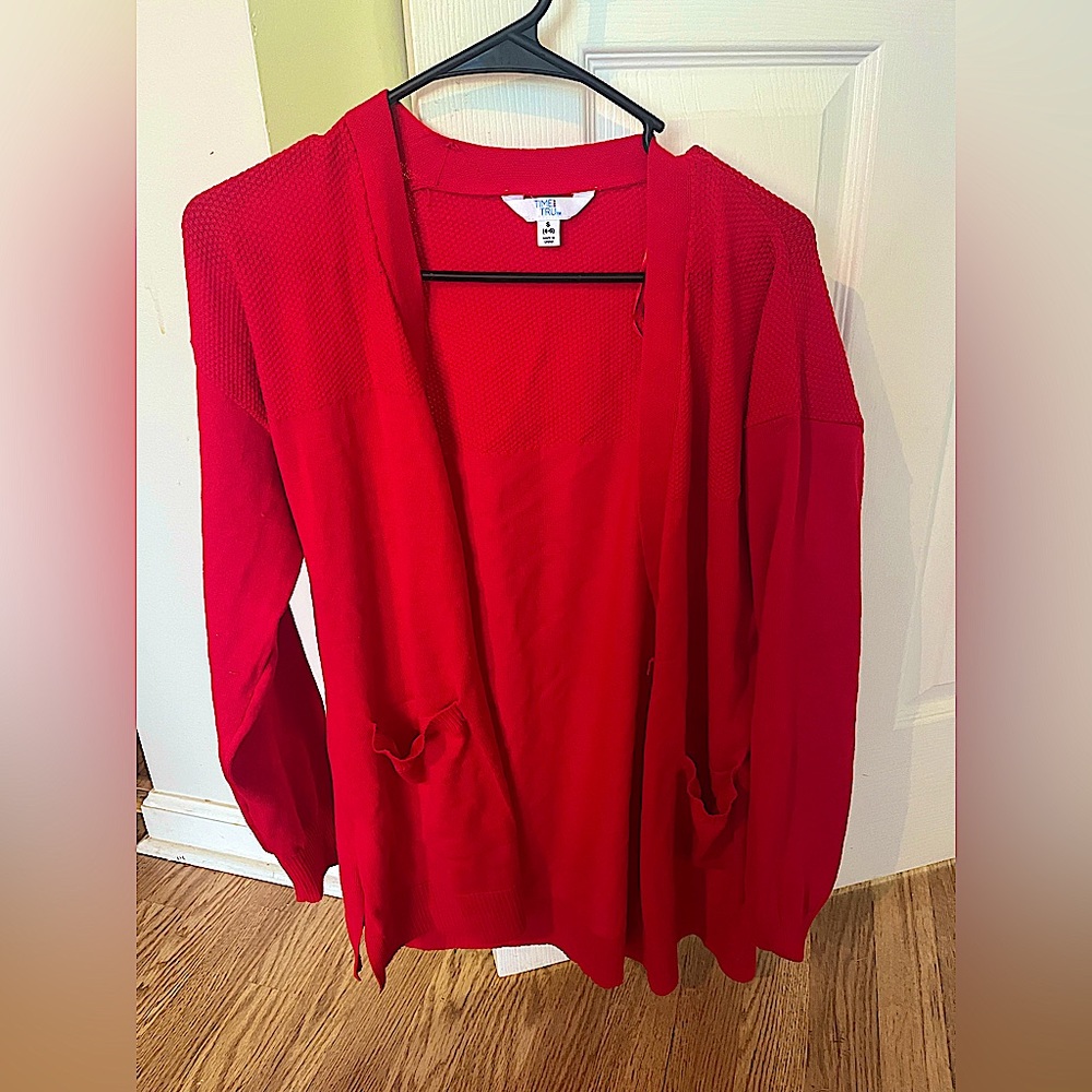 Red Carnigan With Pockets